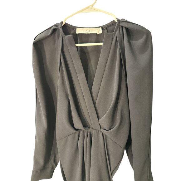 IRO Paris Black Plunging V-Neck Draped Mini Dress Size 40, Pre-Owned,  EUC - Picture 2 of 8